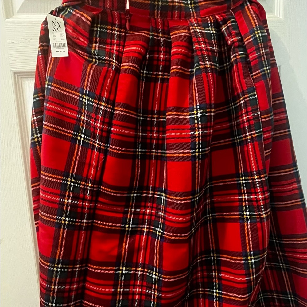 Red Tartan-pattern Skirt